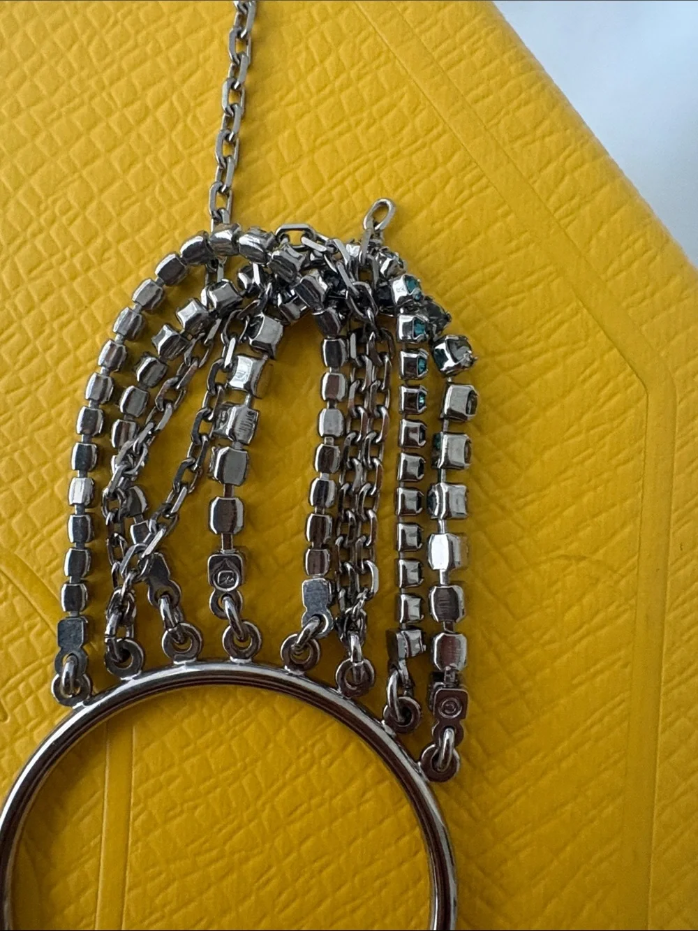 Swarovski Silver Hoop Earrings with Turquoise and Clear Crystal Chains